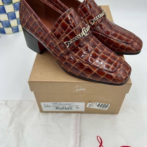 Women’s Christian Louboutin MJ, moc leather loafers size 38 made in Italy - Picture 2 of 13